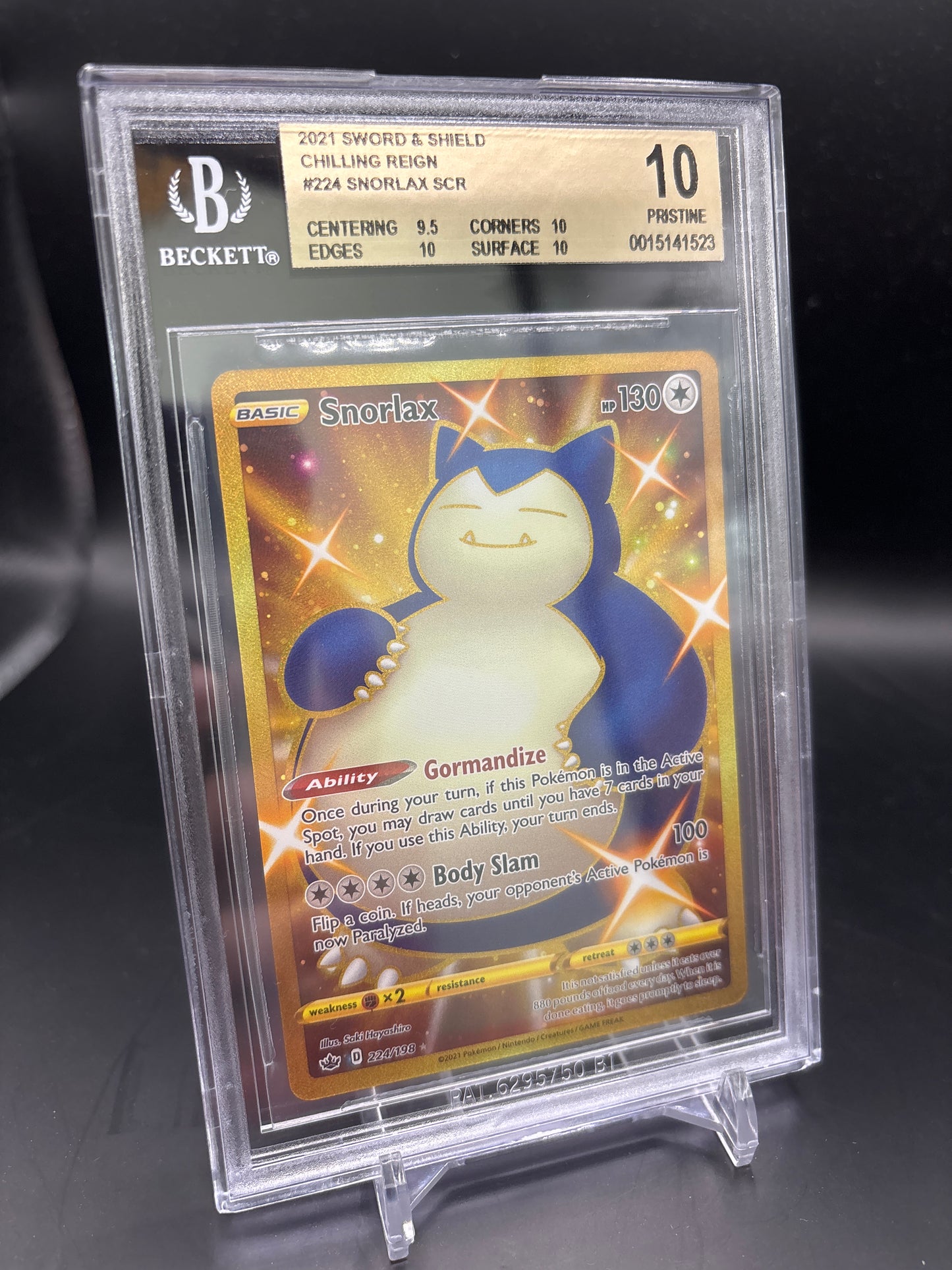 Snorlax Gold #224 BGS Pristine 10