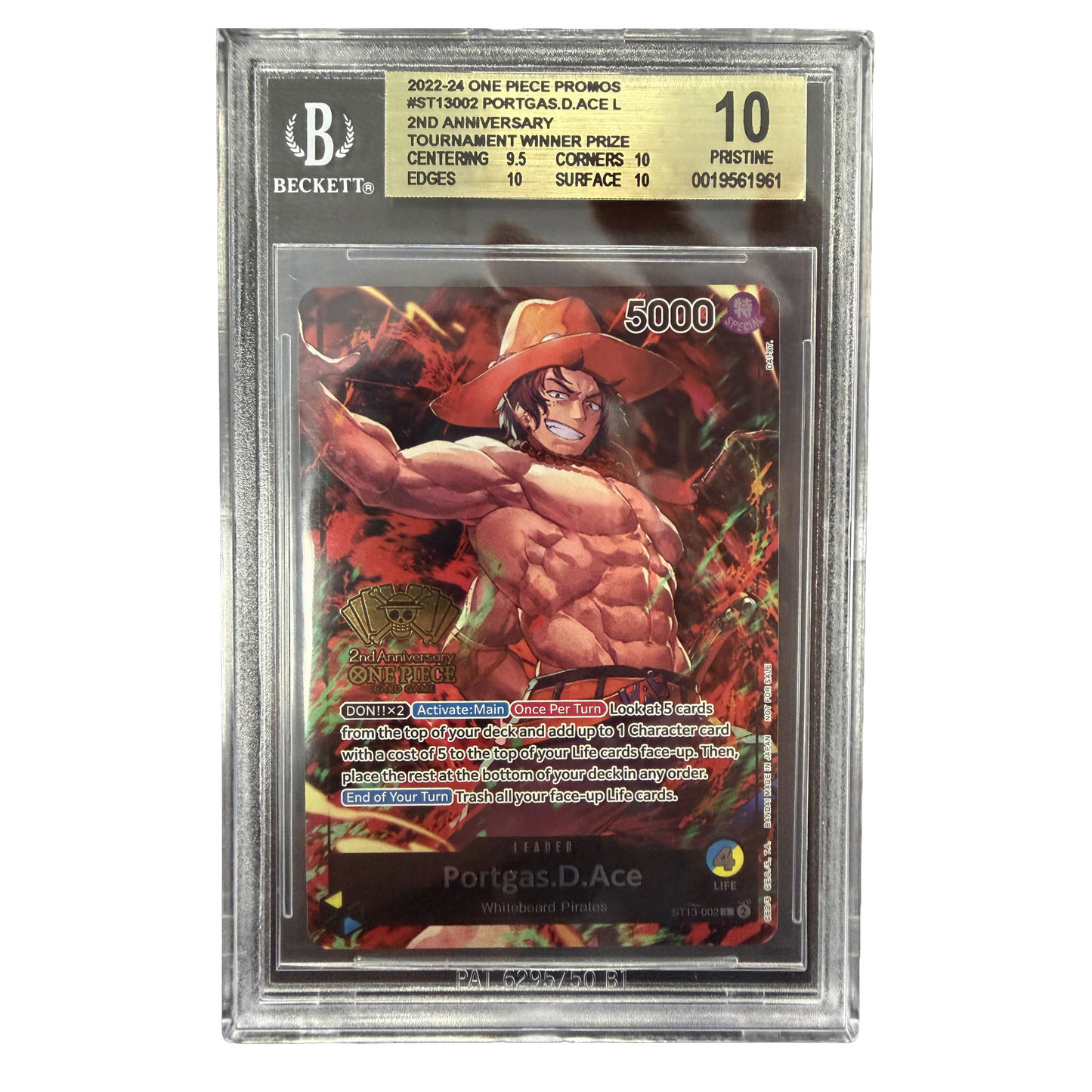 BGS Pristine 10 One Piece Portgas.D.Ace 2nd Anniversary Tournament Winner