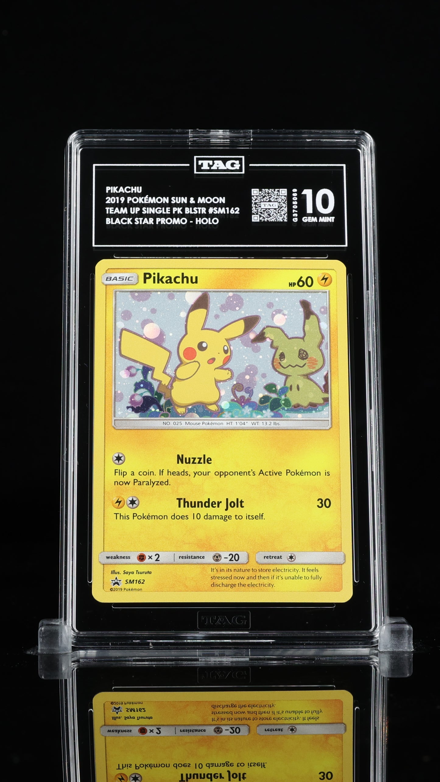 Pikachu Team Up Black Star Promo #SM162 Tag 10