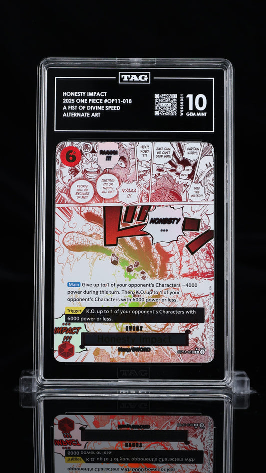 TAG Gem Mint 10 2025 One Piece Honesty Impact Alternate Art #OP11-018