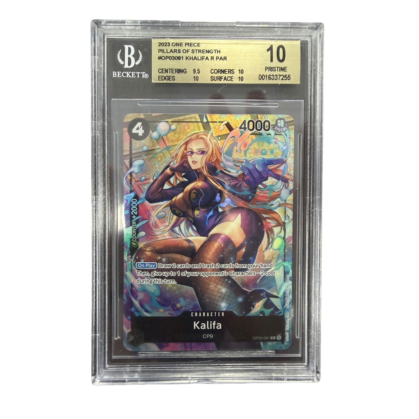 BGS Pristine 10 One Piece Pillars of Strength Kalifa Alternate Art (Label Misprint)