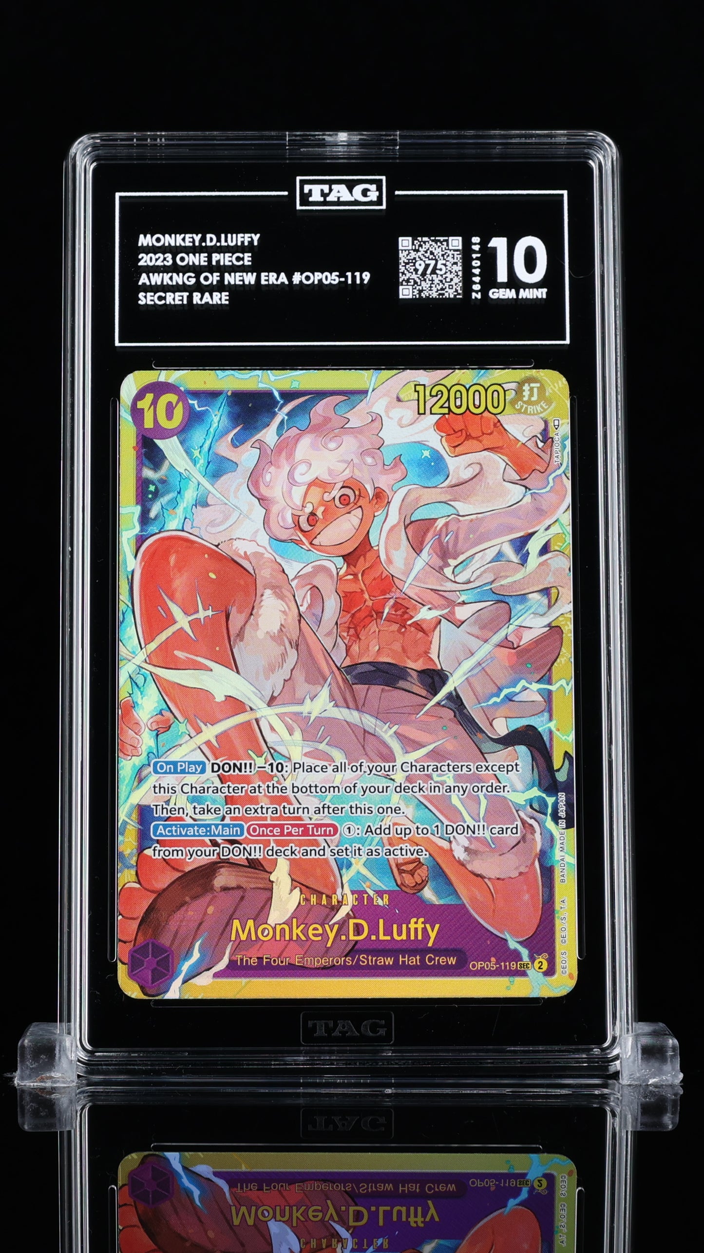 TAG Gem Mint 10 (975) 2023 One Piece Monkey.D.Luffy Secret Rare OP05-119