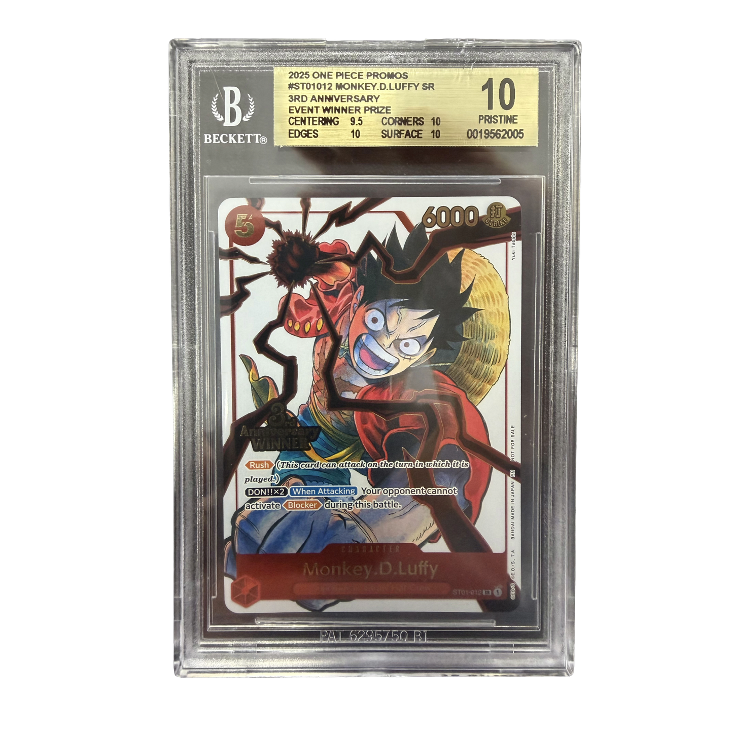 BGS Pristine 10 One Piece Monkey.D.Luffy 3rd Anniversary Winner
