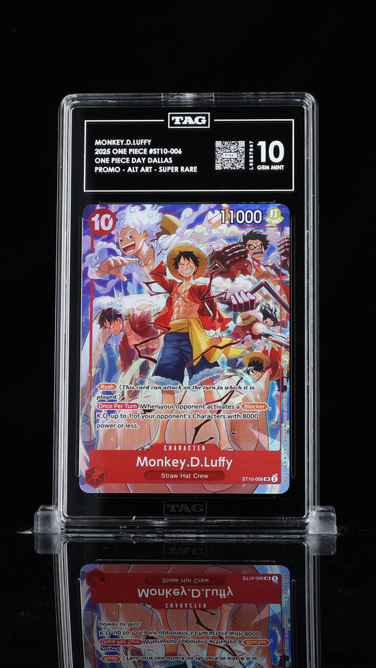 TAG Gem Mint 10 2025 One Piece Day Dallas Promo Monkey.D.Luffy Alternate Art ST10-006