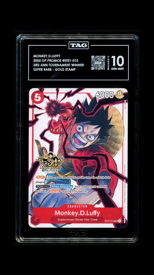 2025 One Piece 3rd Anniversary Promo Monkey.D.Luffy TAG Gem Mint 10 Slab Error!