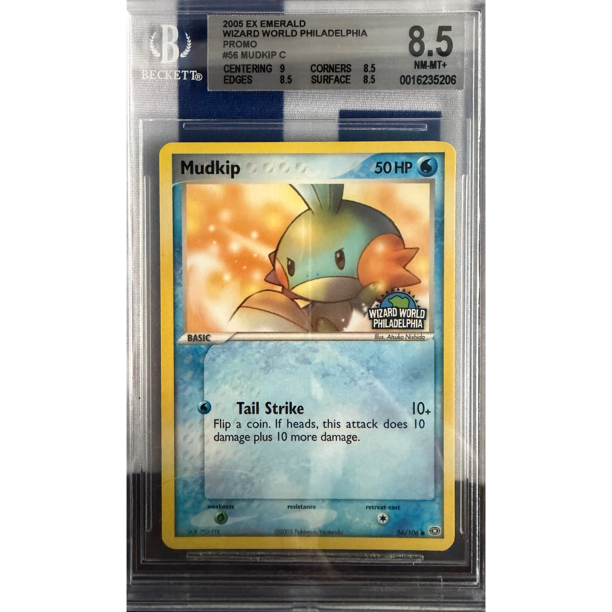 2005 EX Emerald Pokemon Wizard World Philadelphia Promo Mudkip #56  BGS NM/Mint+ 8.5