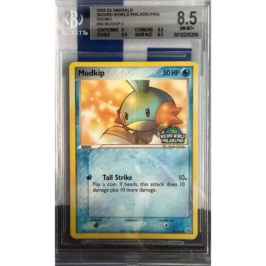 2005 EX Emerald Pokemon Wizard World Philadelphia Promo Mudkip #56  BGS NM/Mint+ 8.5