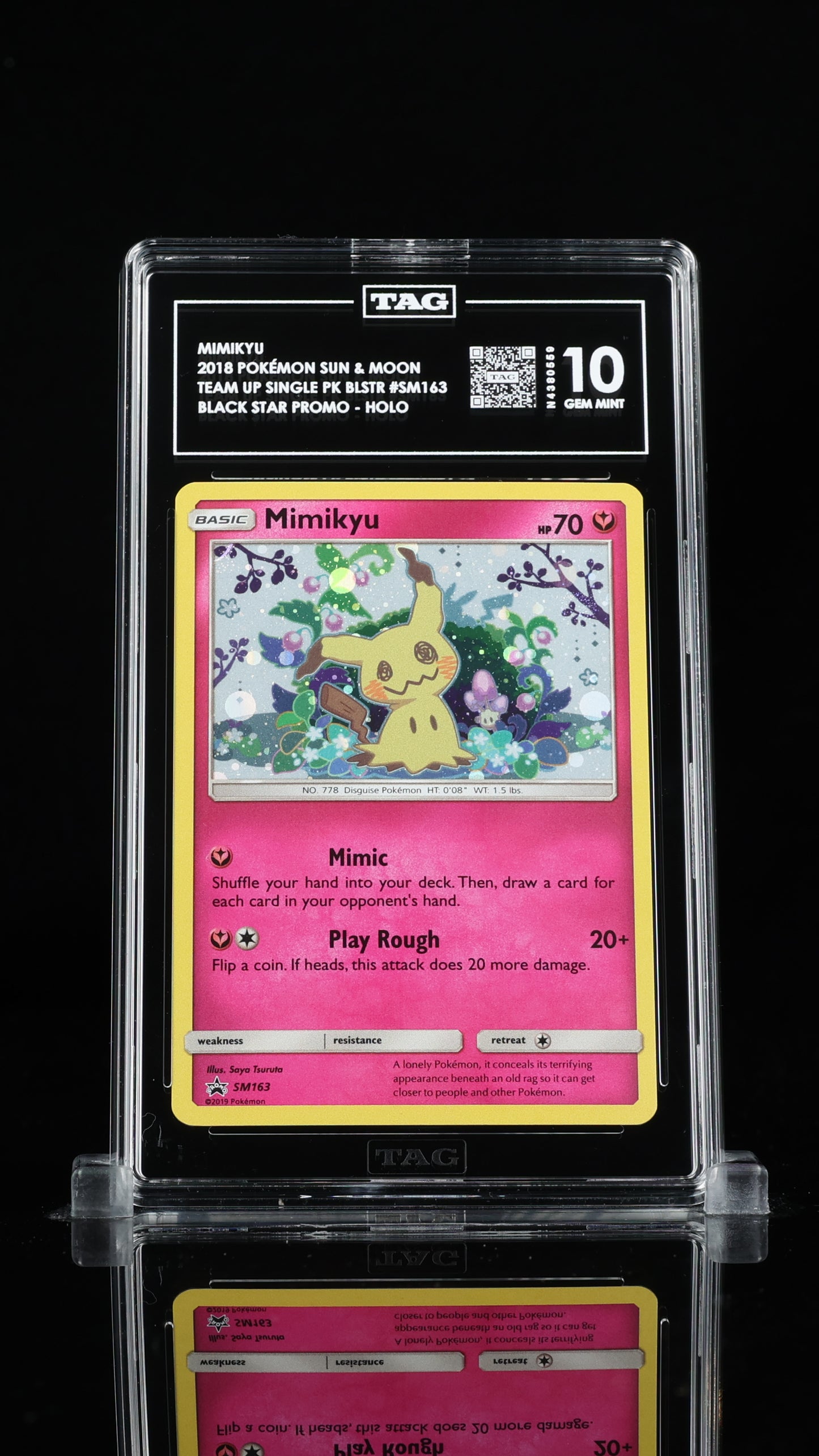 Mimikyu Pokemon Team Up Black Star Promo #SM163 TAG 10 (1st)