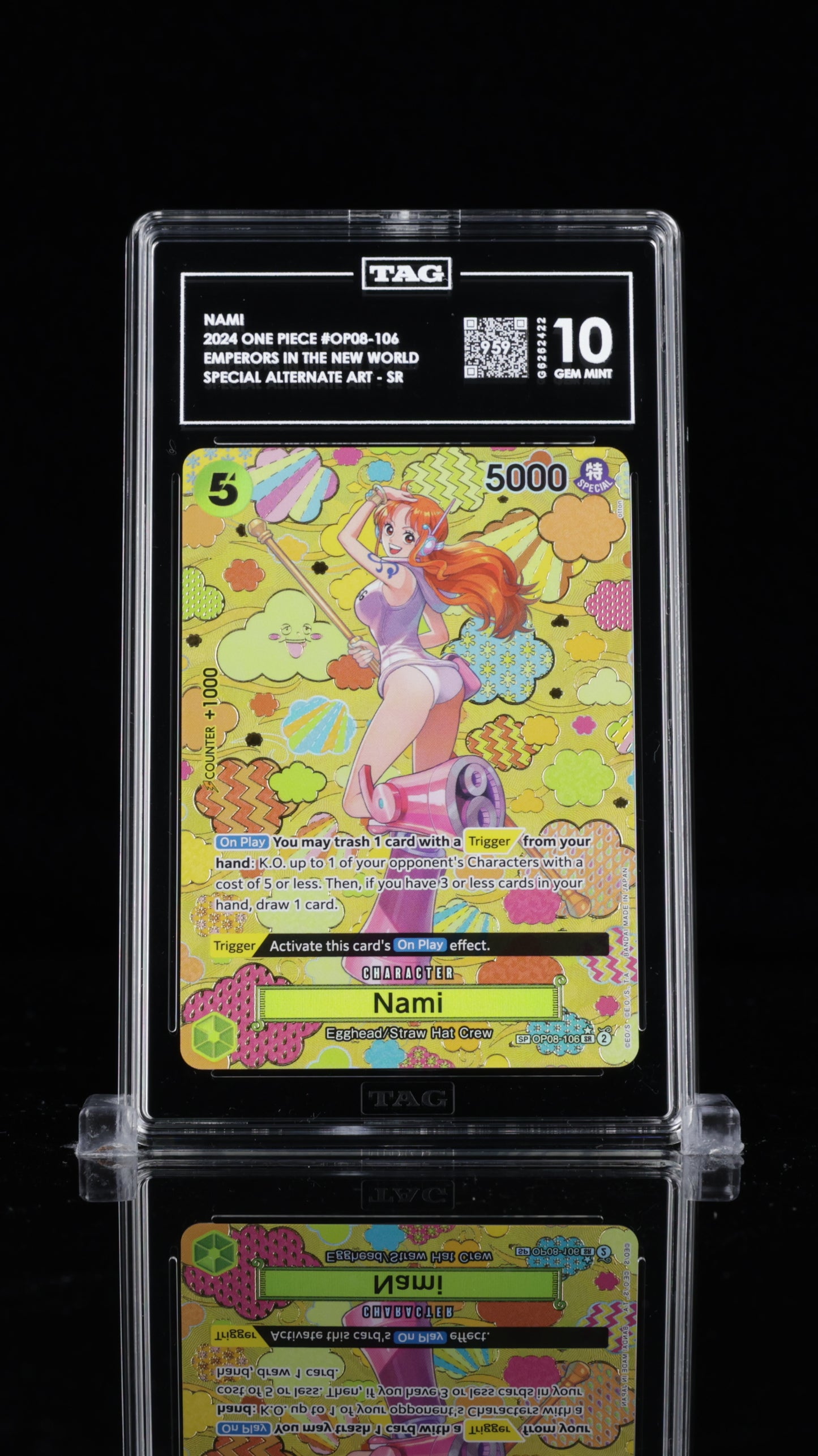 TAG Gem Mint 10 (959) 2024 One Piece Nami Special Alternate Art OP08-106