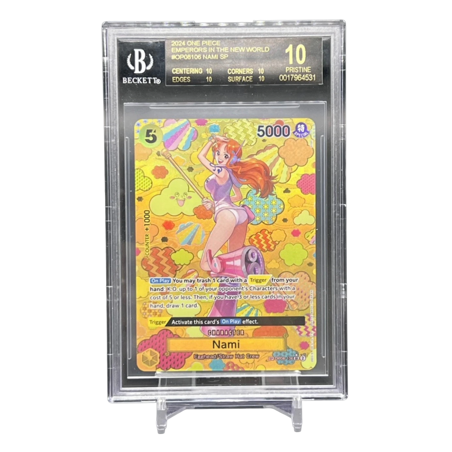 BGS Black Label Pristine 10 One Piece Nami SP OP08-106 Emperors in the New World