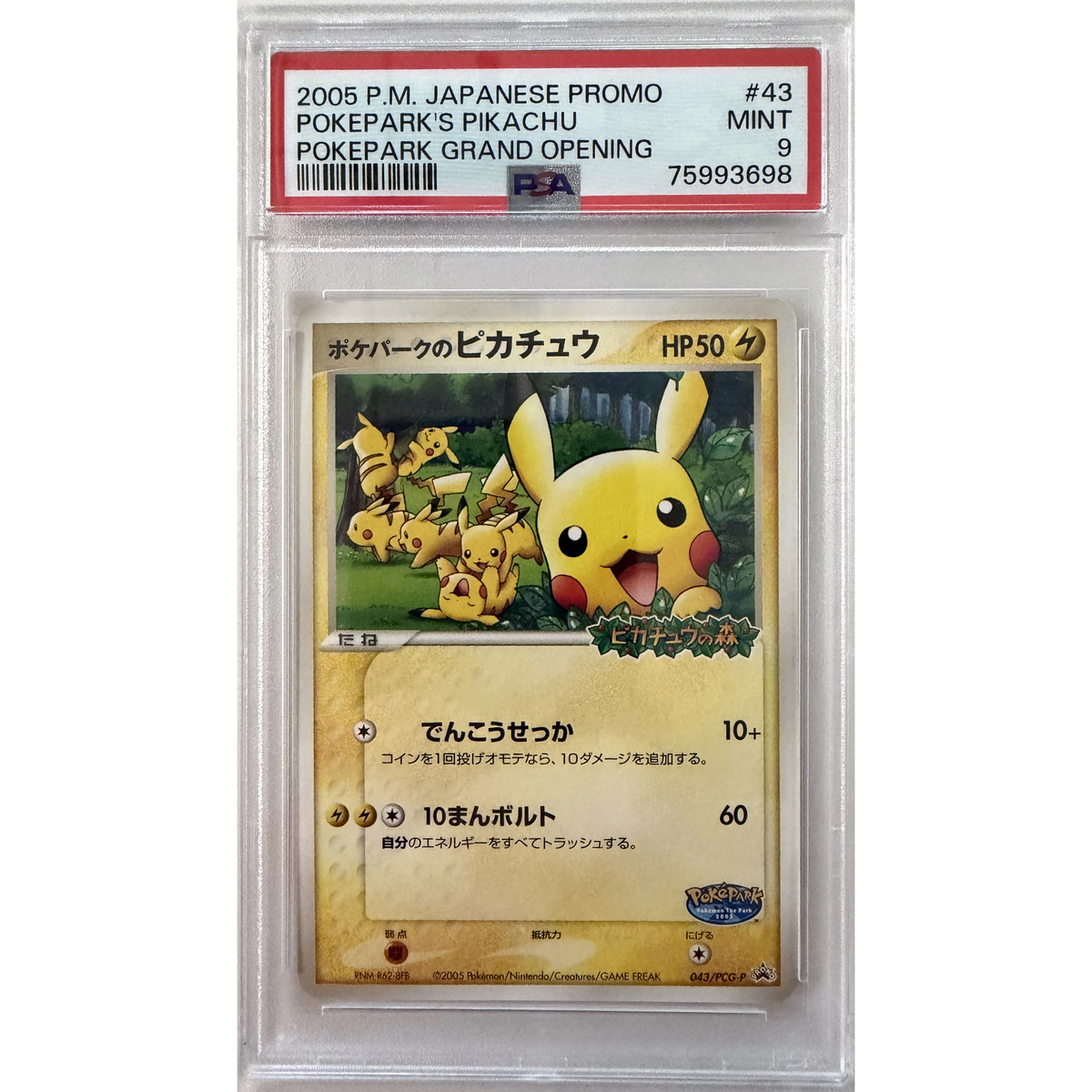PSA Mint 9 Pokémon 2005 Japanese Pokepark’s Pikachu Pokepark Grand Opening