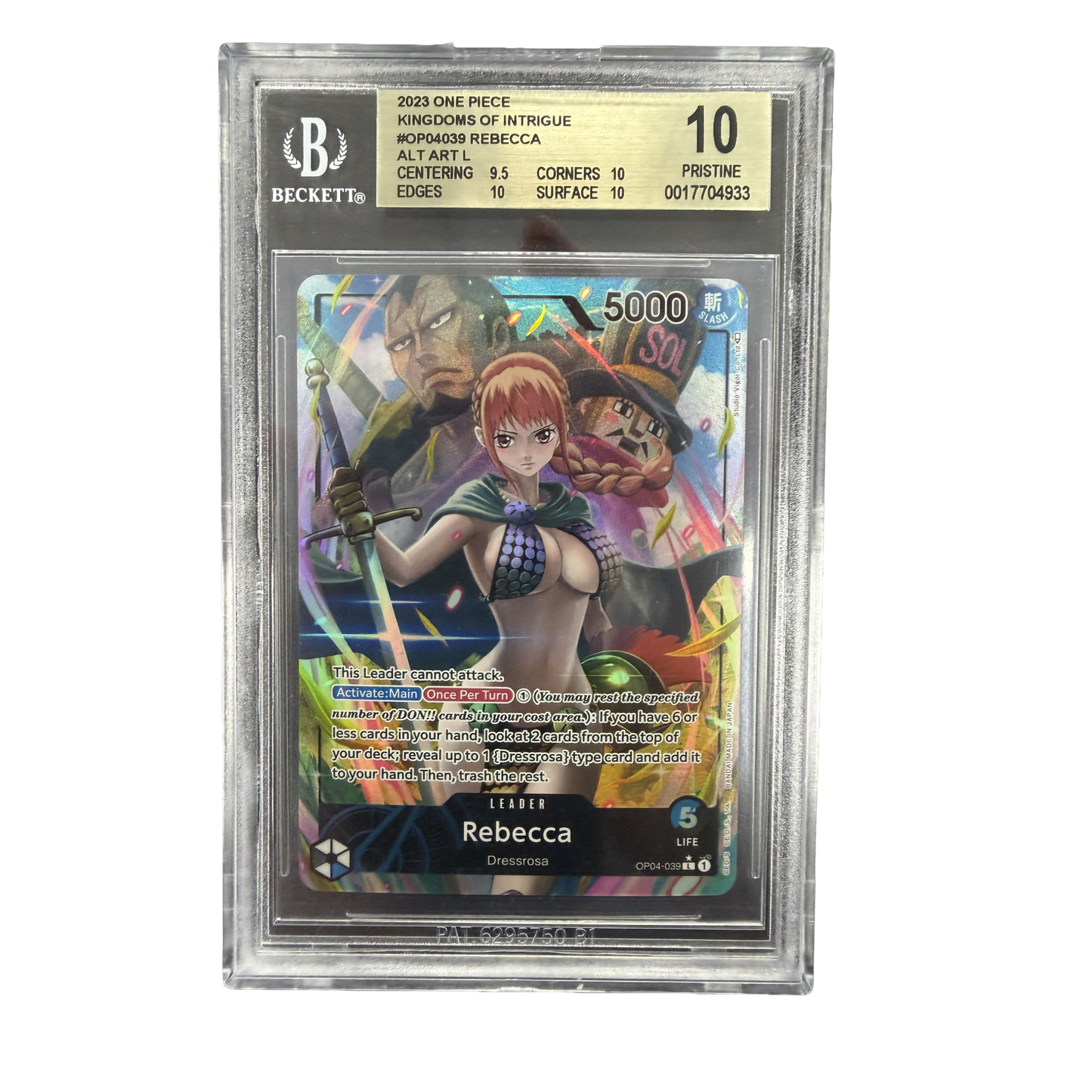 BGS Pristine 10 One Piece Kingdoms of Intrigue Rebecca Alternate Art Leader