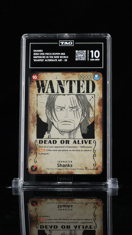 TAG Gem Mint 10 2024 One Piece Shanks Special Alternate Art OP09-004 Wanted Poster