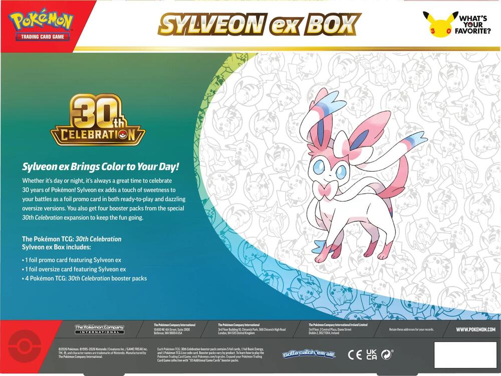 PRE-ORDER LIMIT 1: Pokemon Mega Evolutions 30th Celebration Sylveon ex Box