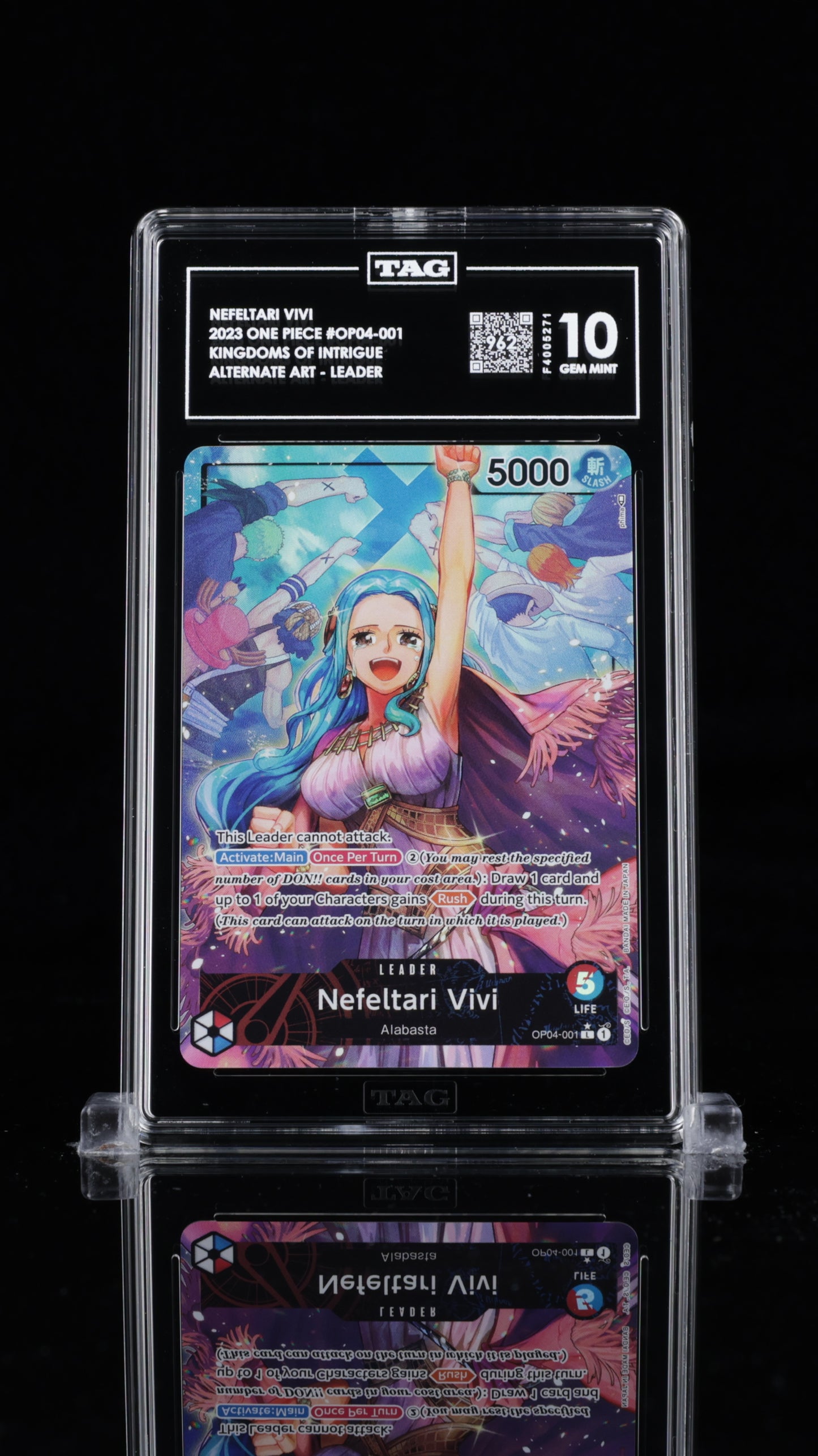 TAG Gem Mint 10 (962) 2023 One Piece  Nefeltari Vivi Alternate Art OP04-001 Rank #3