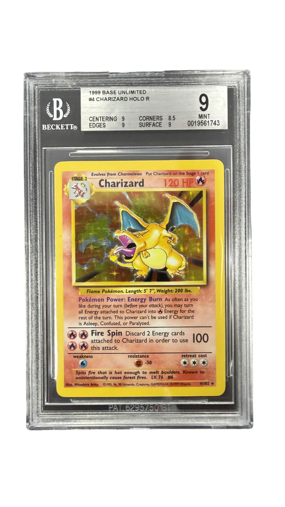 1999 Base Set Charizard Holo 4/102 BGS Mint 9 with Subgrades